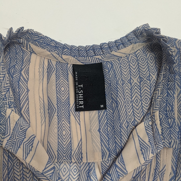 Anthropologie Dolan Blue Cream Blouse Medium - Picture 4 of 4